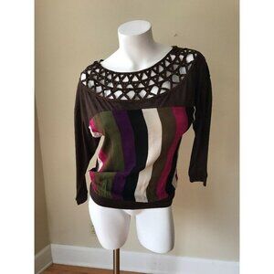 Lulumari Striped Top Blouse Size S